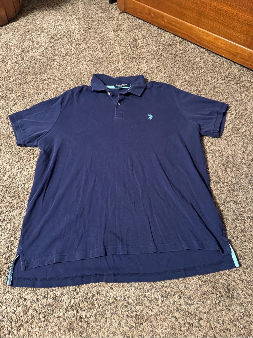 U.S. Polo Assn. Navy Short Sleeve Polo with Light Blue Logo